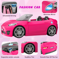 MINIFUN pink convertible car with two seats for pretend trips
