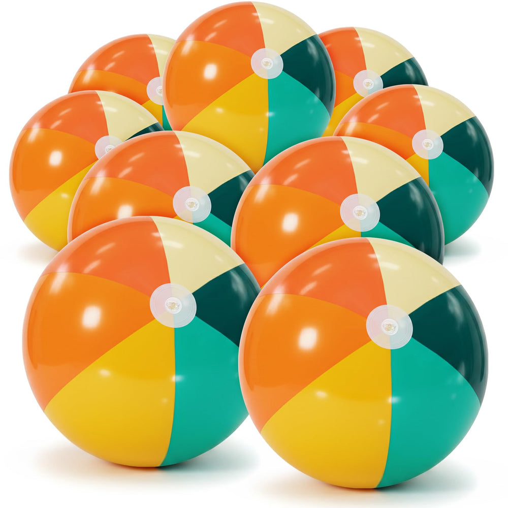 MiniInflat 12-pcs orange-green beach balls bulk for group pool parties and summer games.
