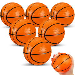MiniInflat 4-inch orange foam basketball front view, ideal for quiet indoor fun.