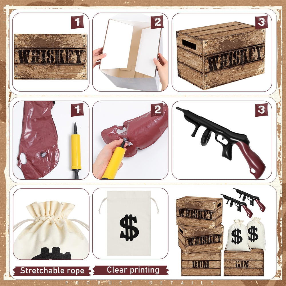 MiniInflat canvas money bag prop for speakeasy decor, great for gift packaging.