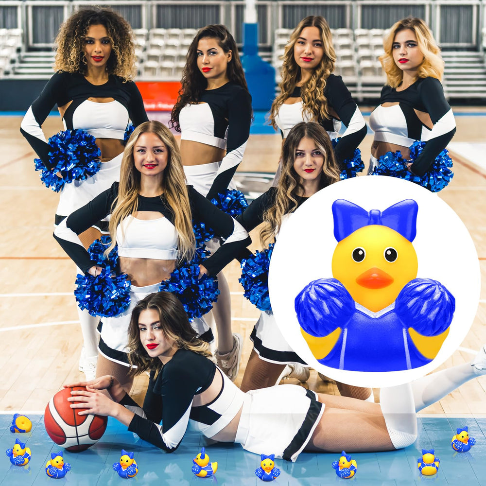 MiniInflat blue duck with bow, compact bulk for easy gifting.