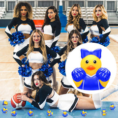 MiniInflat blue duck with bow, compact bulk for easy gifting.