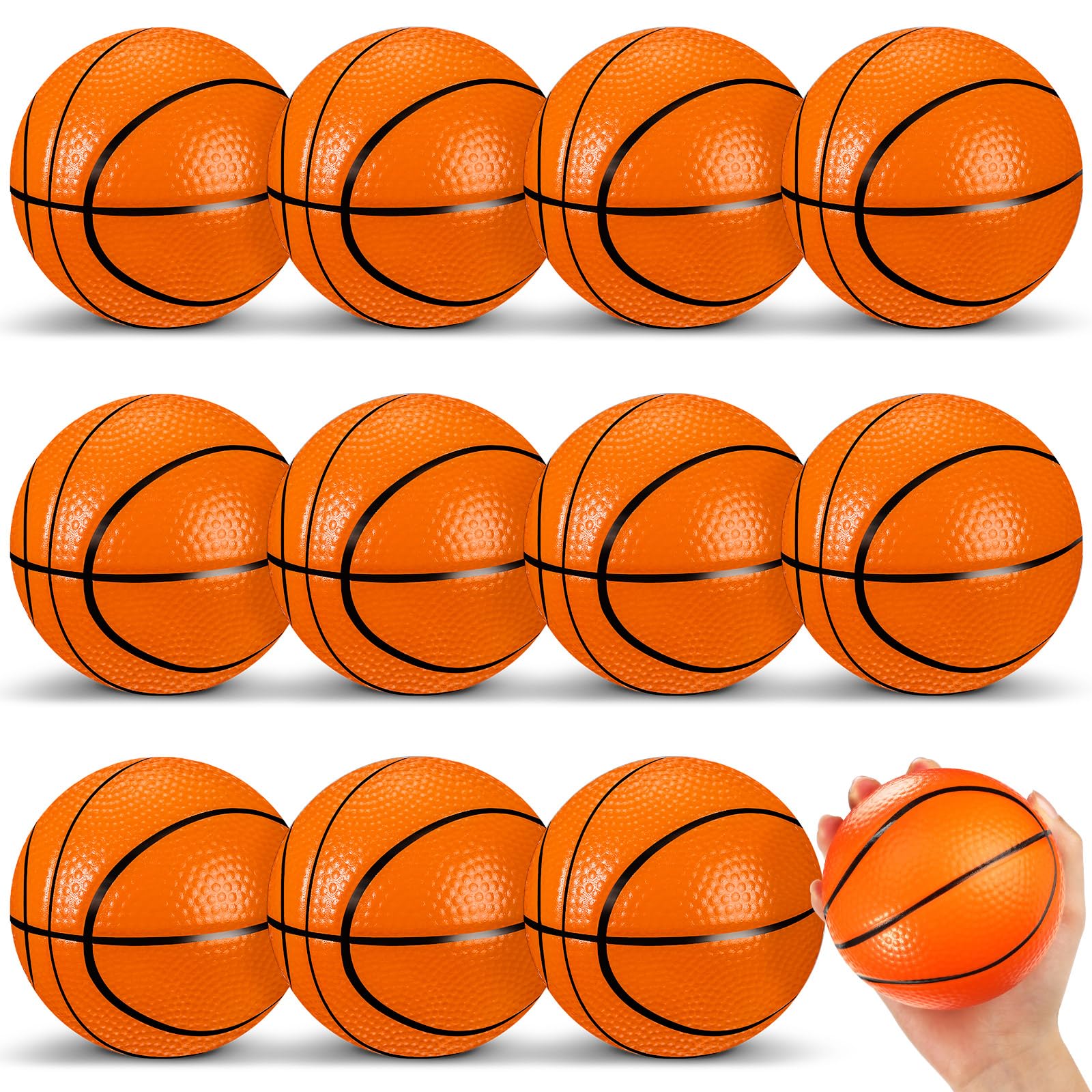 MiniInflat orange foam basketballs in a 12-pack for versatile indoor and outdoor play