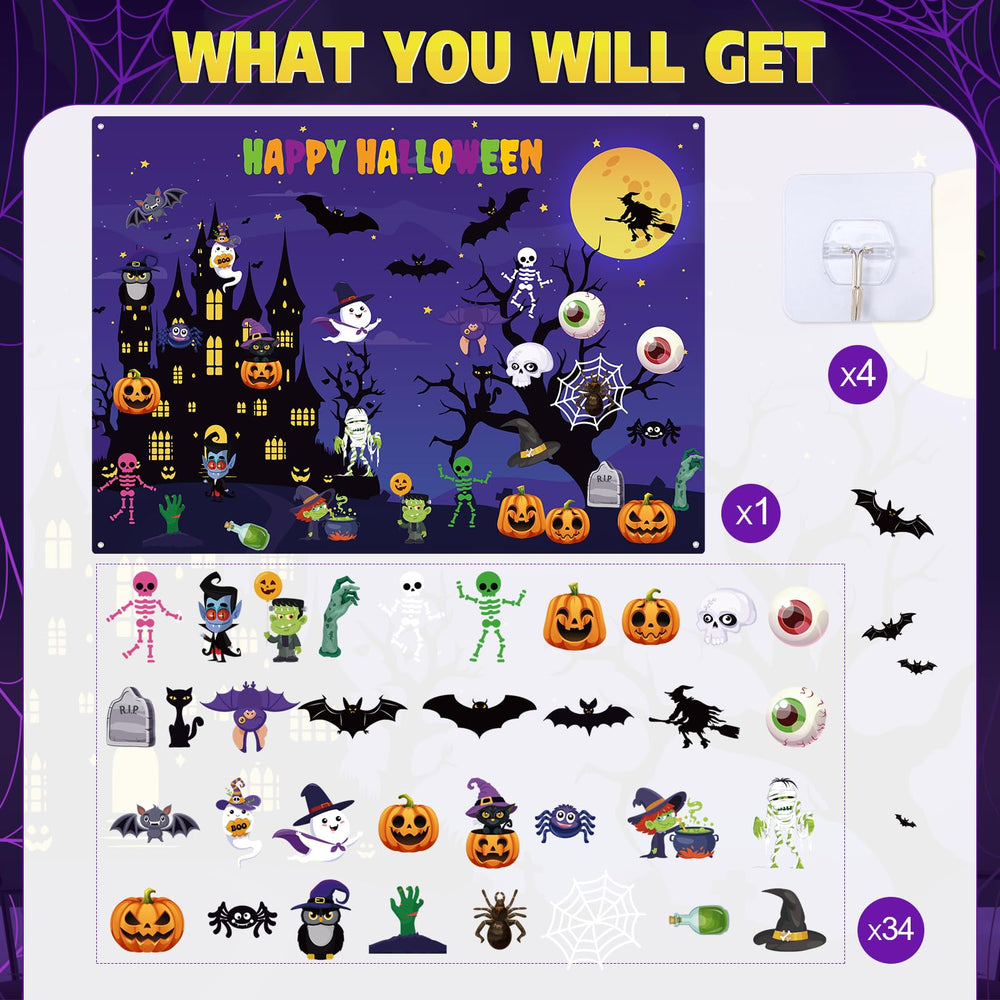 Haunted house, pumpkin, and ghost pieces from MiniInflat for creative storytelling.