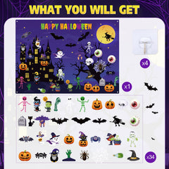 Haunted house, pumpkin, and ghost pieces from MiniInflat for creative storytelling.