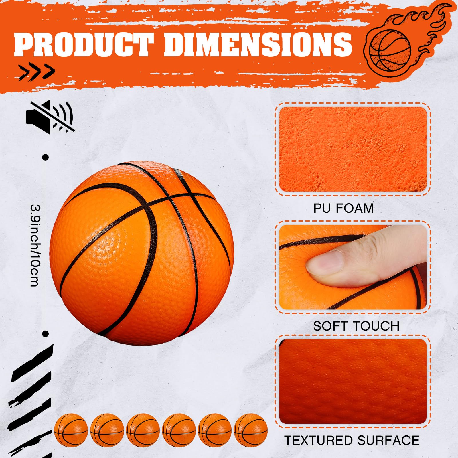 MiniInflat soft-noiseless foam basketball in-use for peaceful home play.