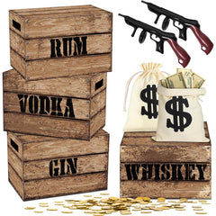 MiniInflat wood grain boxes decor for speakeasy theme, ideal for gift or candy packaging.