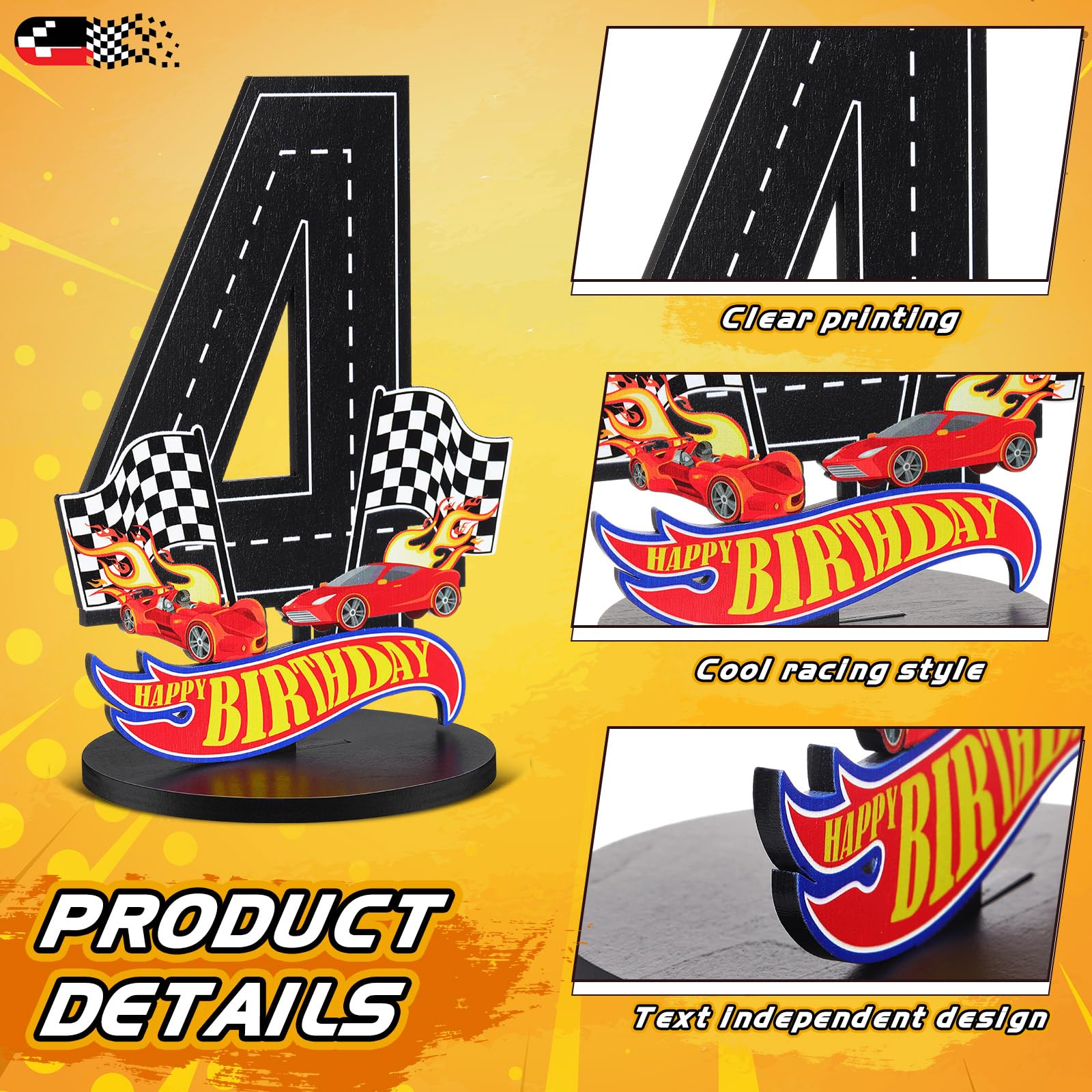 MiniInflat wooden table centerpiece featuring a race car design