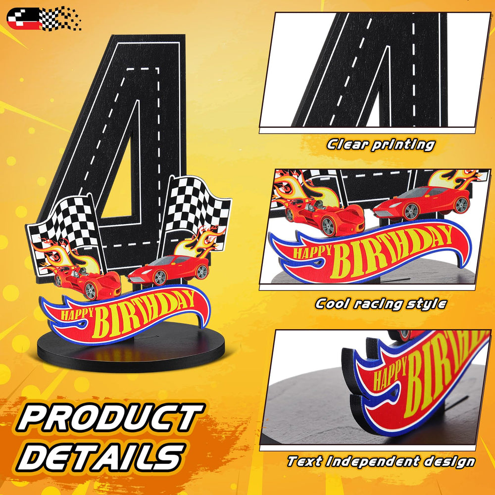 MiniInflat wooden table centerpiece featuring a race car design