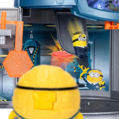 Rock and lever action highlights power-up moments during Despicable Me adventures.