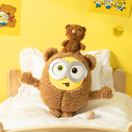MINISO 11-inch Minions plush in soft material ideal for cuddling.