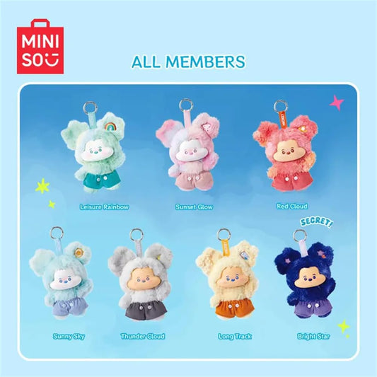 MINISO Disney Mickey Cloud Sunset Glow plush adds playful charm to backpacks.