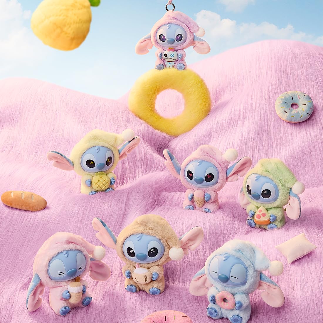 MINISO Stitch Eat Something Before Sleep collection plush adds retro charm to shelves.