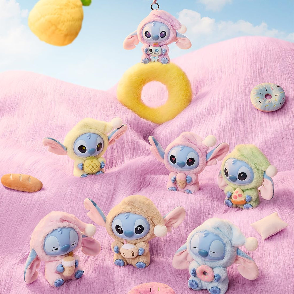 MINISO Stitch Eat Something Before Sleep collection plush adds retro charm to shelves.