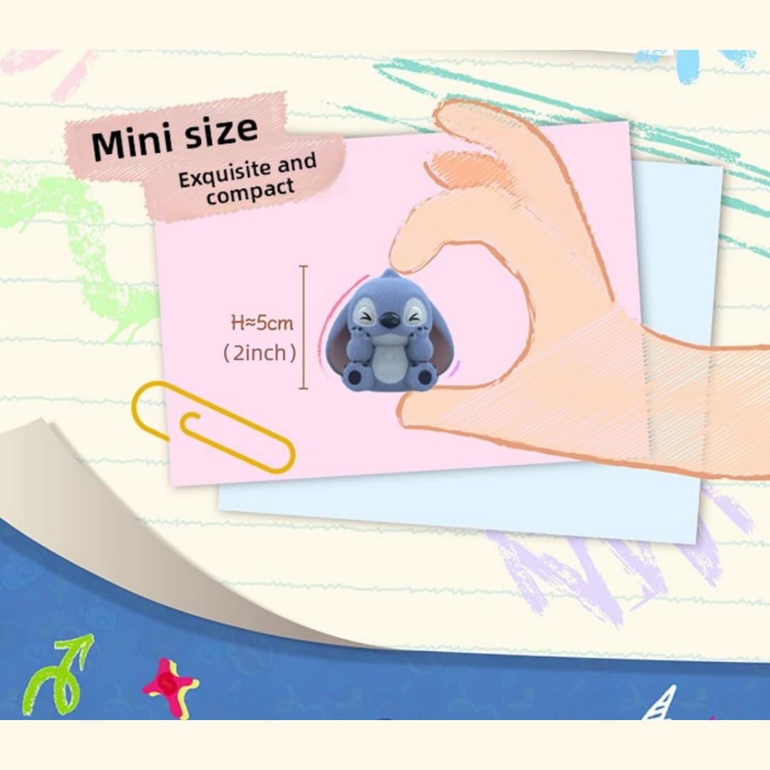 MINISO Stitch flocked figures close-up with soft texture for display