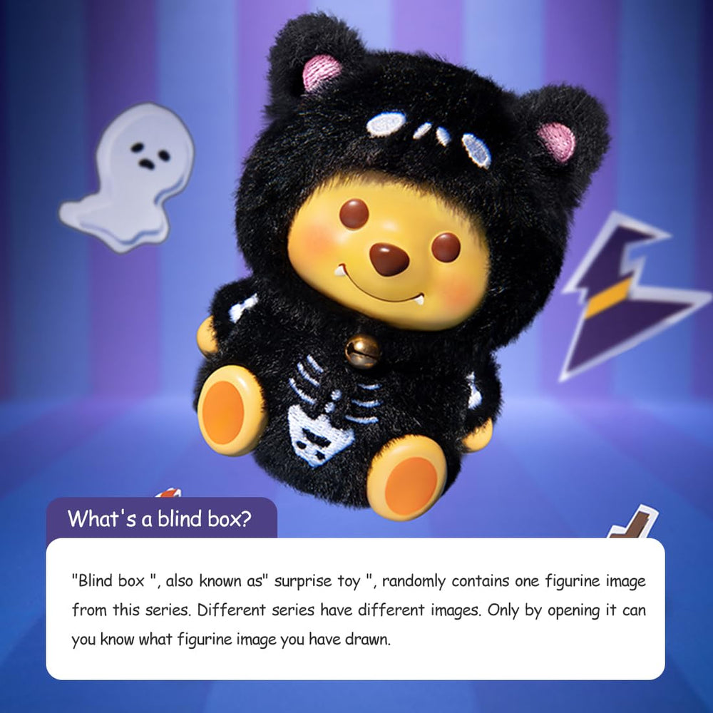 MINISO Winnie the Pooh pumpkin night vinyl figure close up with vibrant colors