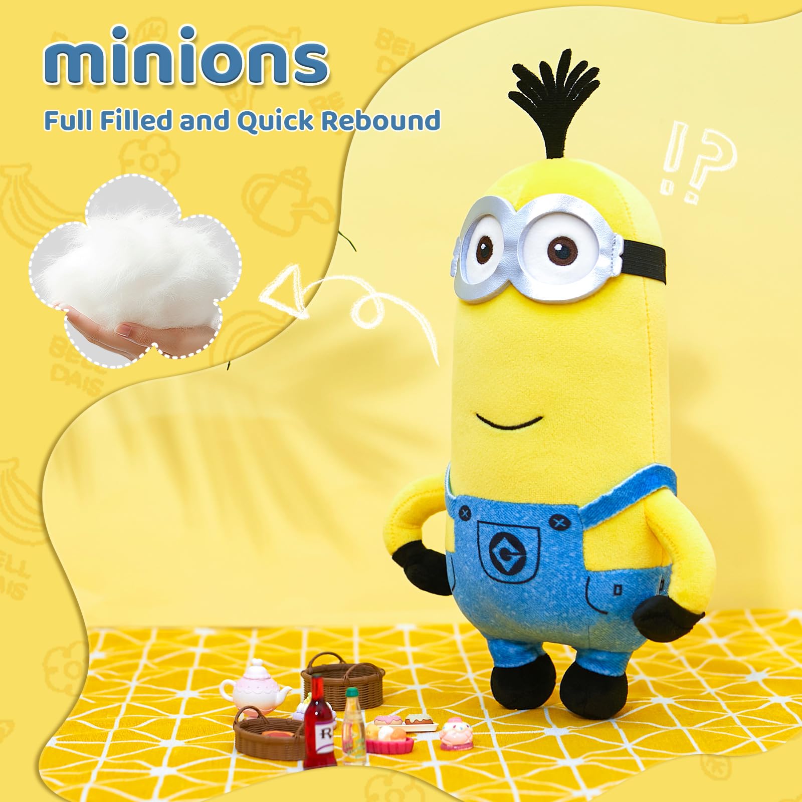 MINISO Kevin Minions plush, kawaii face enhances playtime.