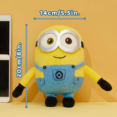 MINISO Minions plush blue overalls with goggles, ideal for cozy movie nights.