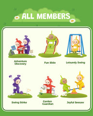 MINISO Teletubbies Island watering flowers pose brightens nursery shelves.