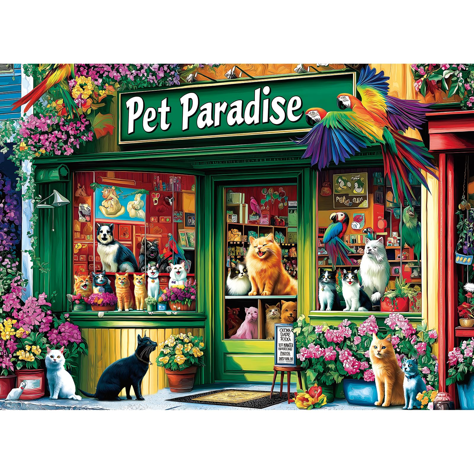 MINIWAN puzzle blooming flowers enrich the scene, ideal for decorative wall art after completion.