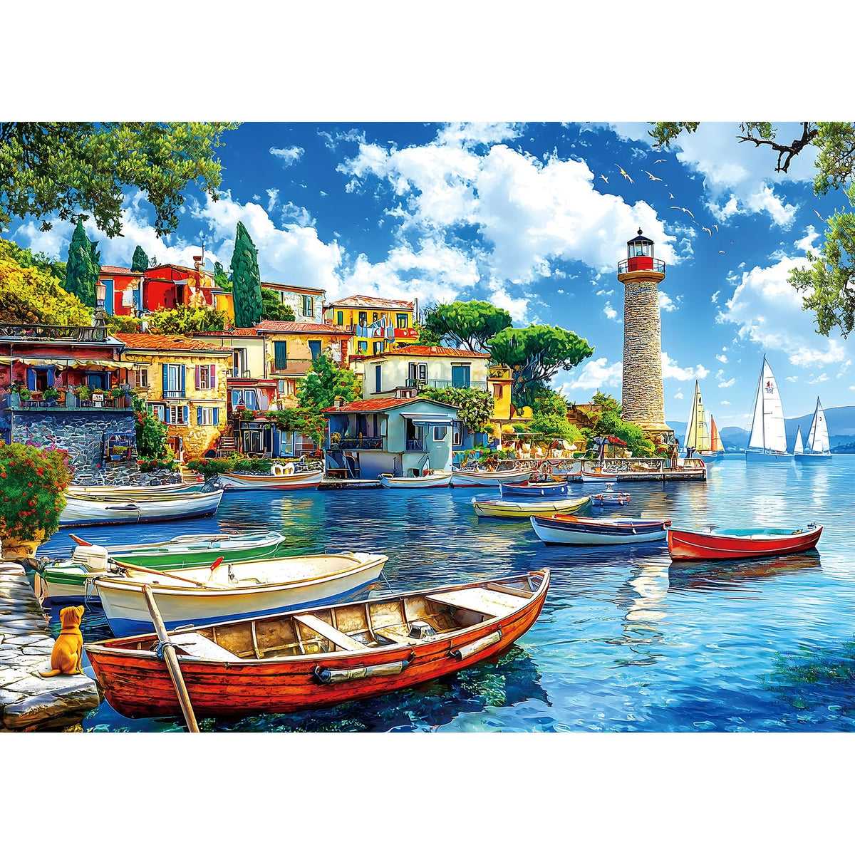 MINIWAN 1000-piece puzzle Seaside harbor scene for relaxing coastal focus