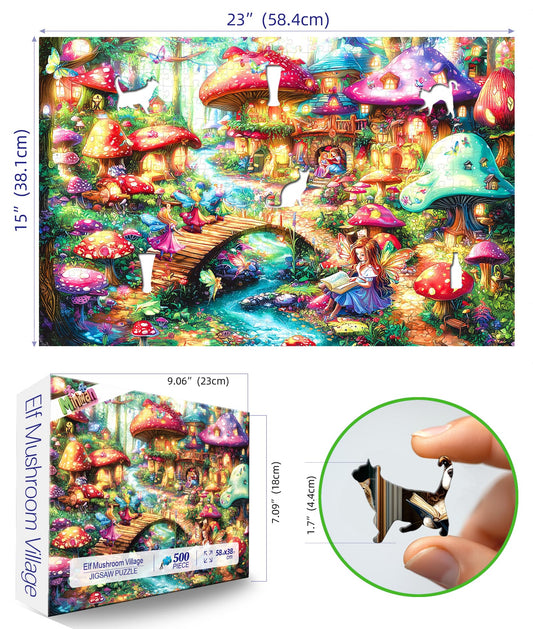 MINIWAN Fairy Tale Mushroom Village—vivid fairies and stream for family bonding.