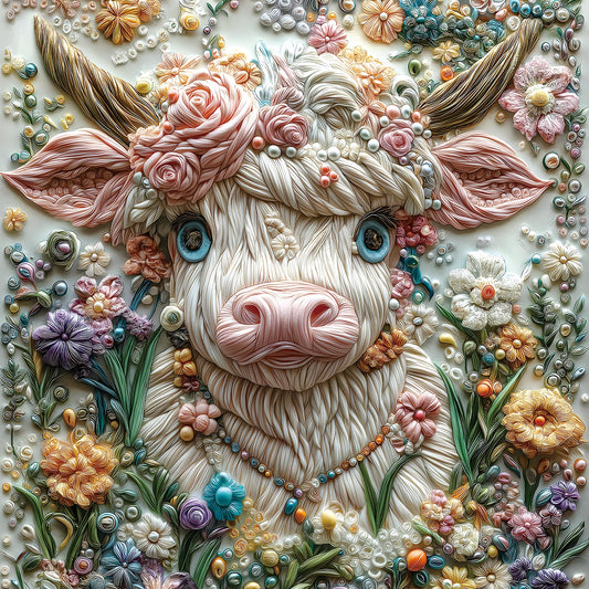 MINIWAN flower cow 3D embroidery puzzle for adults—relaxing, colorful, and satisfying to assemble.