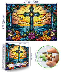 MINIWAN flowers-sunset puzzle detail provides vibrant color for wall-ready art.