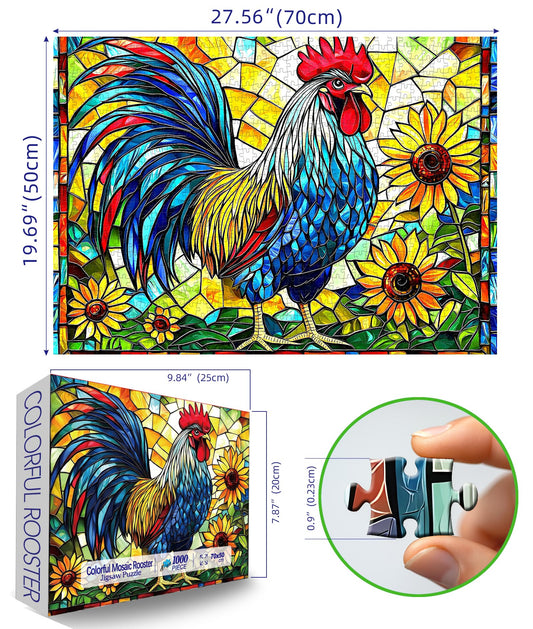 MINIWAN rooster puzzle pieces close-up highlights detail and precision for puzzle lovers