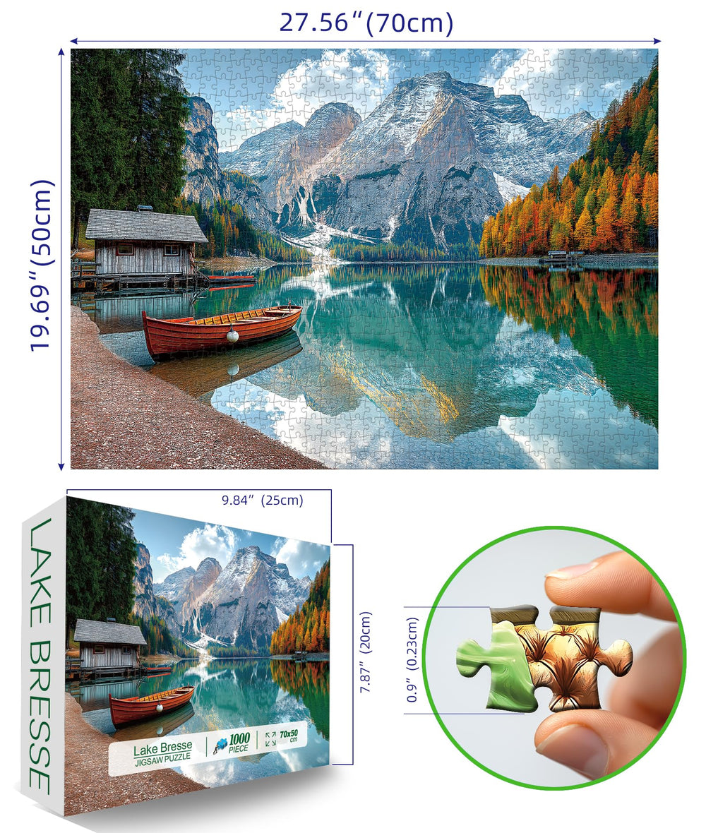 MINIWAN Braies Lake puzzle with autumn colors for cozy evenings.