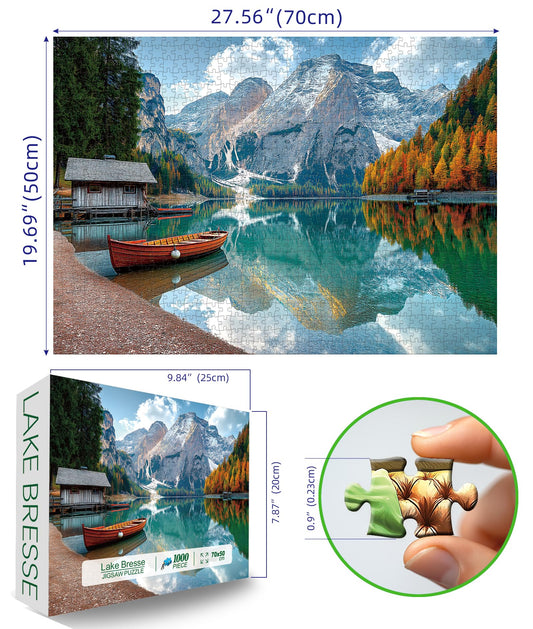 MINIWAN Braies Lake puzzle with autumn colors for cozy evenings.