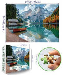 MINIWAN Braies Lake puzzle with autumn colors for cozy evenings.