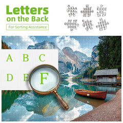 MINIWAN Braies Lake puzzle includes glare-free poster for easy reference.