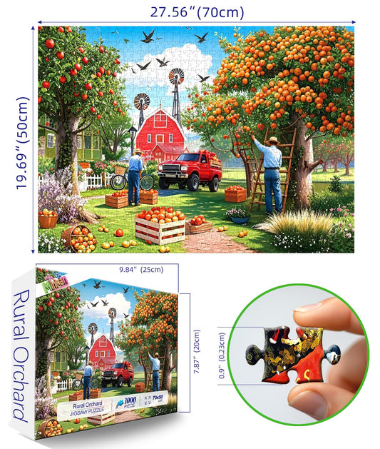 MINIWAN Harvest Season Puzzle: workers picking fruit showcase autumn detail for mindful focus.