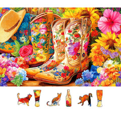 MINIWAN floral cowboy boots puzzle with vibrant display for cozy evenings