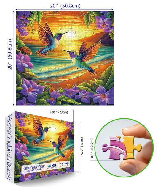 MINIWAN tropical flowers puzzle art highlights bright petals and lush scenery.