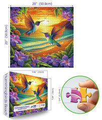 MINIWAN tropical flowers puzzle art highlights bright petals and lush scenery.