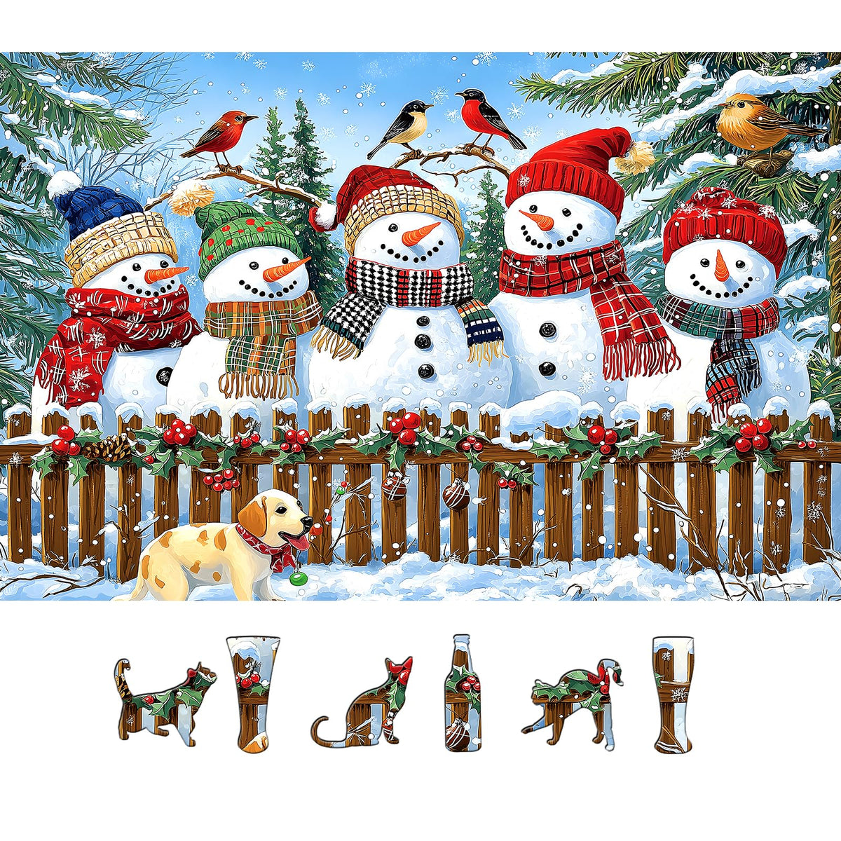 MINIWAN Christmas puzzle snowmen design, 500 pieces, ideal for cozy family time.