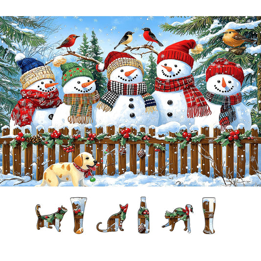MINIWAN Christmas puzzle snowmen design, 500 pieces, ideal for cozy family time.