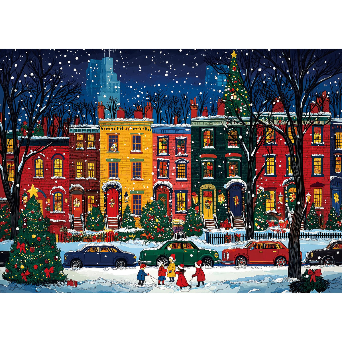 MINIWAN Christmas Street puzzle cover with vivid HD print for sharp detail