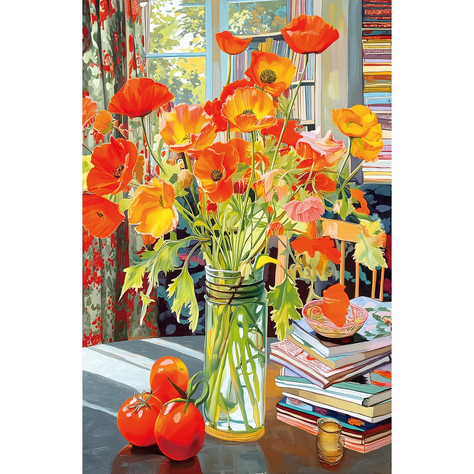 MINIWAN orange floral art puzzle box with a vibrant still life scene for inspiration