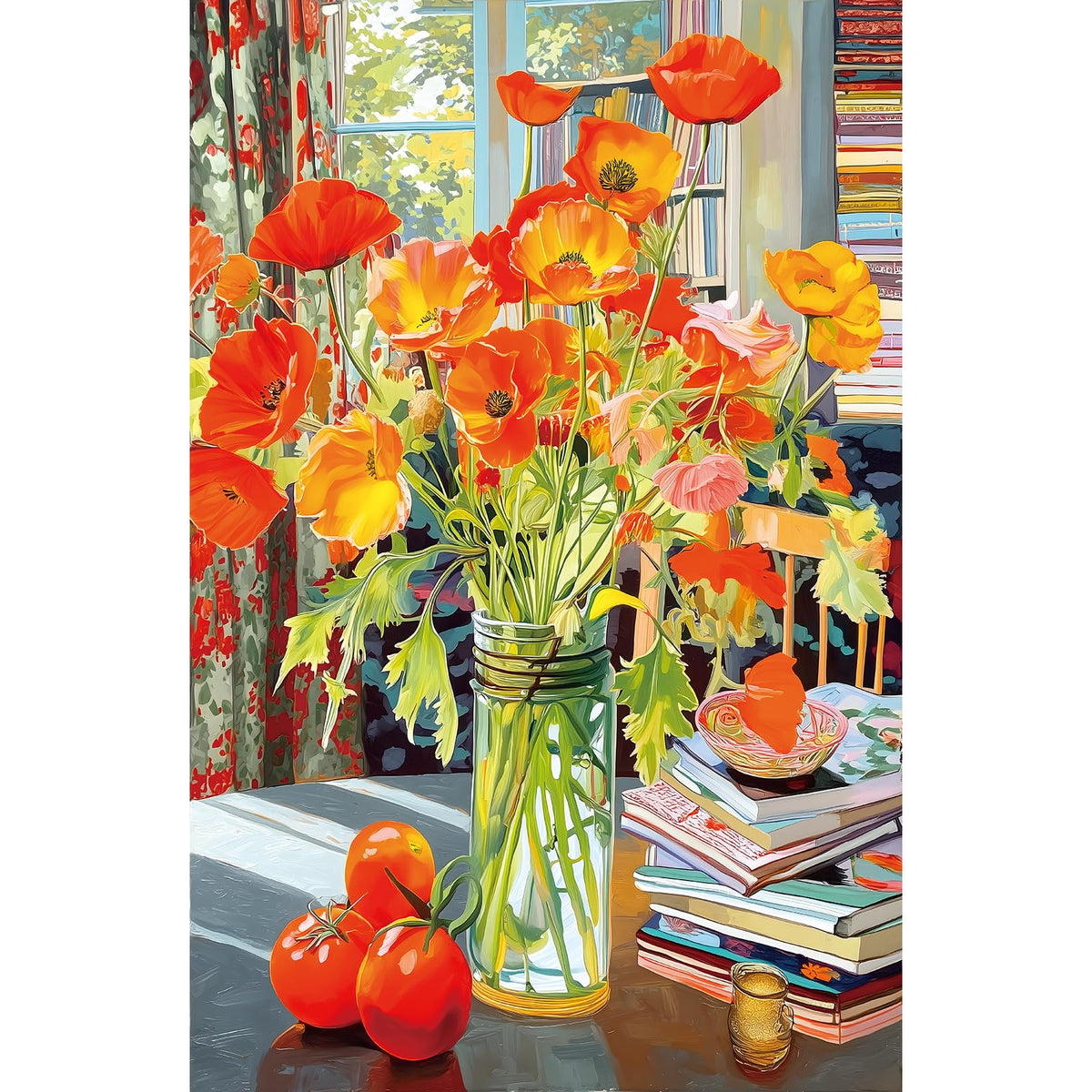 MINIWAN orange floral art puzzle box with a vibrant still life scene for inspiration