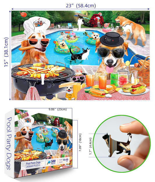 MINIWAN dogs-in-sunglasses-by-pool; perfect summer bonding activity.