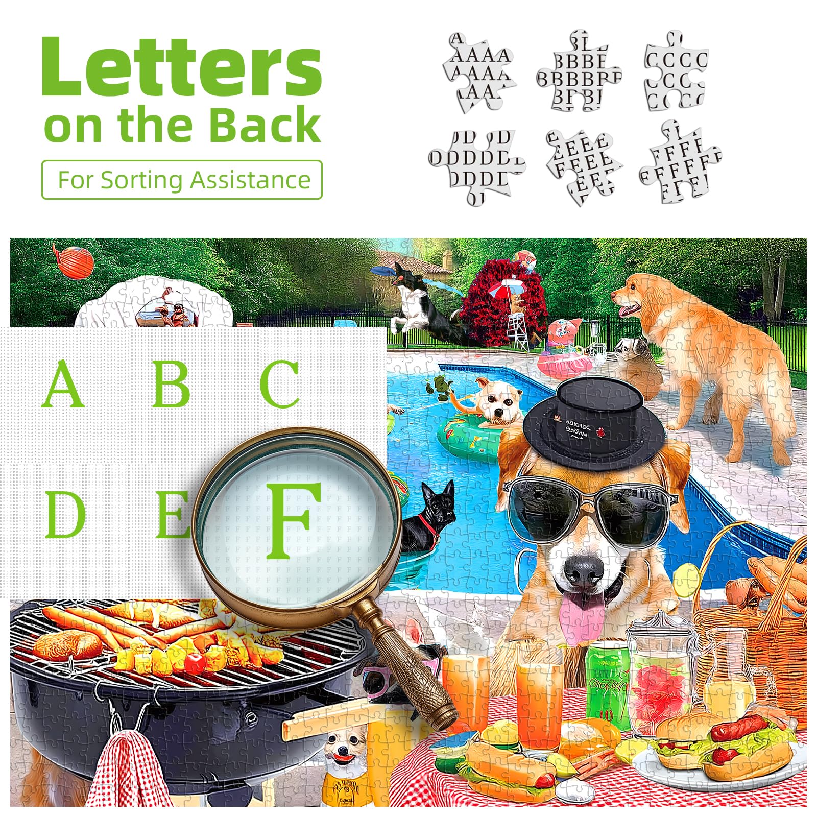 MINIWAN summer-bbq-puzzle; dogs by grill create cheerful decor-ready moment.