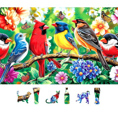 MINIWAN bird puzzle cardinals and blue bird with flowers for vibrant decor.