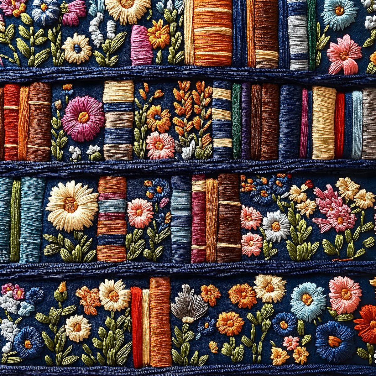MINIWAN Floral Bookshelf Puzzle with embroidery-inspired art for a relaxing challenge.