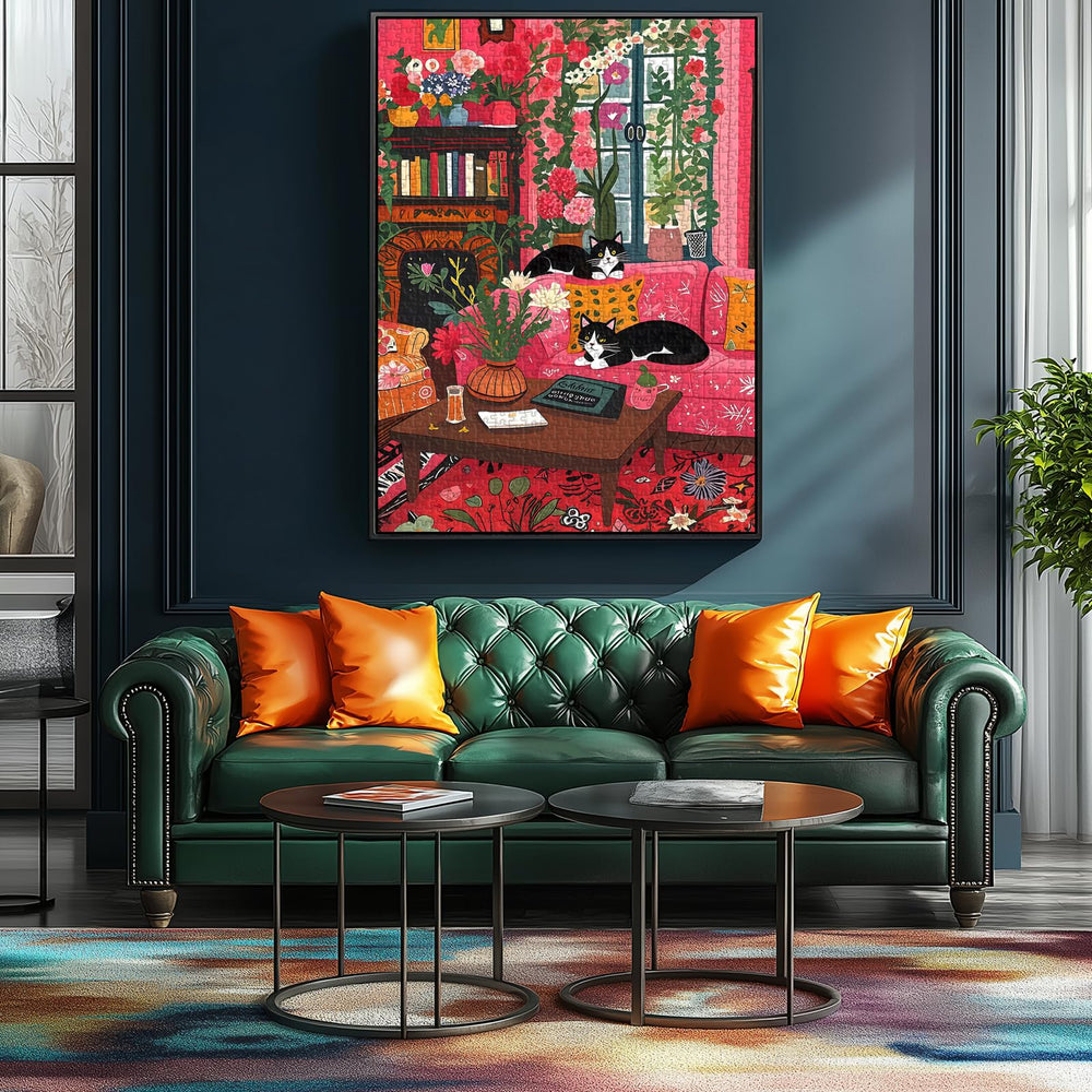 MINIWAN Spring Cozy Room puzzle close-up of colorful blooms and fine details