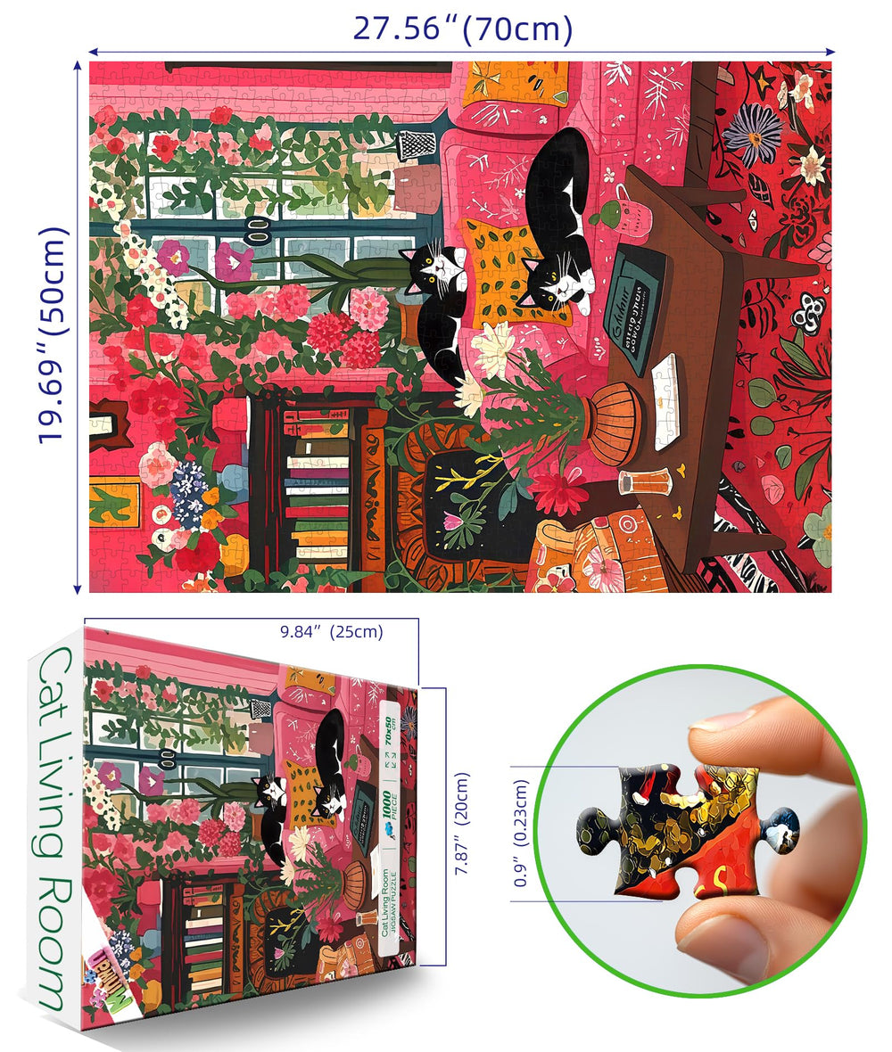 MINIWAN Spring Cozy Room puzzle scene in a cozy living space with floral accents