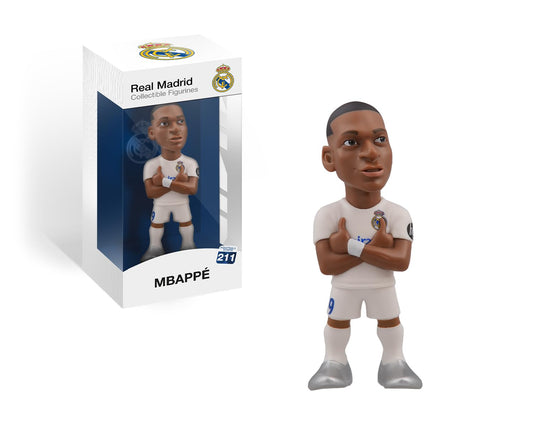 MINIX collectible figurine: Kylian Mbappé Real Madrid front view for fans display.