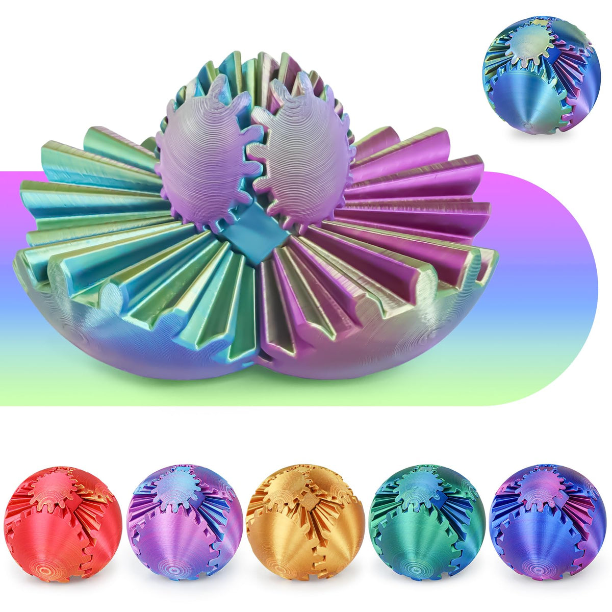 Minleway Gear Ball blue variant, compact stress relief on your desk.